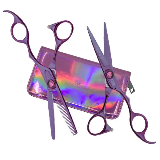 Olivia Garden Silkcut Think Pink Scissors 5,75, EUR Thinner 6,35,  Nożyczki i Degażówki Fryzjerskie + Etui