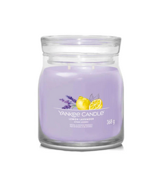 Yankee Candle Signature Medium Jar Lemon Lavender, Średnia Świeca Sojowa z Dwoma Knotami, 368g