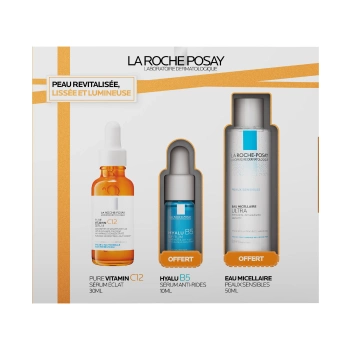 La Roche-Posay Pure Vitamin C12 Set, Zestaw, Serum z Witaminą C 30ml, Serum Hialuronowe 10ml, Woda Micelarna 50ml