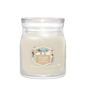 Yankee Candle Signature Medium Vanilla Flurries, Średnia Świeca Sojowa z Dwoma Knotami, 368g