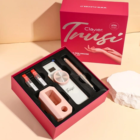 Clavier Frezarka Mobilna LCD By Trusi 65W + Frezy Ceramiczne – 35000 RPM, Różowa