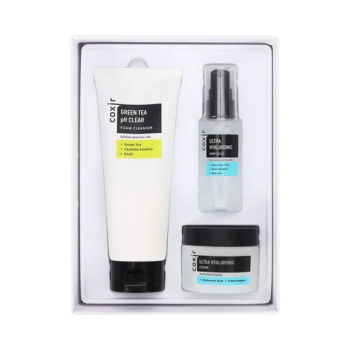 Coxir Ultra Hyaluronic Gift Set, Zestaw Intensywnie Nawilżający do Twarzy z Kwasem Hialuronowym, 120ml + 50ml + 50g