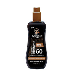 Australian Gold Instant Bronzer Spray Gel Sunscreen SPF50, Żel w Sprayu Brązujący z Filtrem UV, 237ml