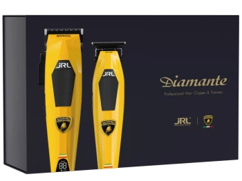JRL Zestaw Lamborghini Diamante 2025C Żółta Bezprzewodowa Maszynka do Włosów + Diamante 2025T Żółty Bezprzewodowy Trymer do Włosów + Dwie Stacje Ładujące