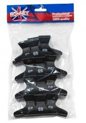 Ronney Professional Hair Clip 073 Klipsy Klamry do Włosów Czarne Rozmiar L 59 mm 4 szt.