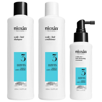 Nioxin Pro Clinical 3 Zestaw Oczyszczający do Włosów Farbowanych z Lekkim Przerzedzeniem 150+150+50ml