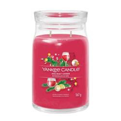 Yankee Candle Signature Large Jar Holiday Cheer, Duża Świeca Sojowa z Dwoma Knotami, 567g