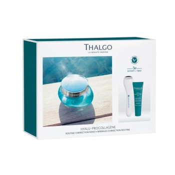 Thalgo Hyalu-Procollagene Wrinkle Gel-Cream, Zestaw Przeciwzmarszczkowy, Żel-Krem do Twarzy 50ml + Serum Korygujące 10ml + Roller