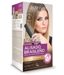 KATIVA Alisado Brazilian Straightening Blonde - Brazylijski Zabieg Keratynowego Prostowania Włosów, dla Blondynek, Zestaw