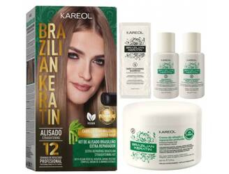 Kareol Alisado, Brazilian keratin, Zestaw do Prostowania Włosów Dla Delikatnych Włosów, Naprawczy, Wegański