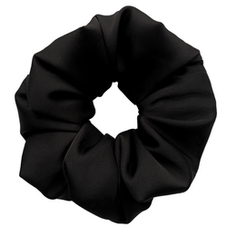 Glamour Scrunchie Satyna Ręcznie Wykonana Gumka do Włosów, Czarna L