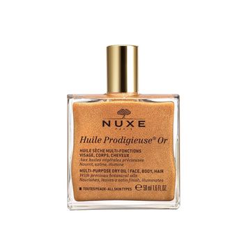 Nuxe Huile Prodigieuse Or MultiPurpose Dry Oil, Suchy Olejek Regenerujący do Twarzy, Ciała i Włosów z Drobinkami Złota, 50ml