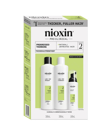 Nioxin Pro Clinical 2 Zestaw XL Oczyszczający do Włosów Naturalnych z Mocnym Przerzedzeniem 300+300+100ml