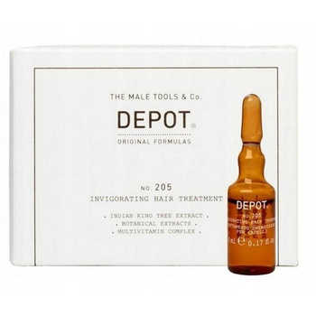 Depot No.205 Ivigorating Hair Treatment, Ampułki Stymulujące, Przeciwdziała Wypadaniu Włosów, 10x 5ml
