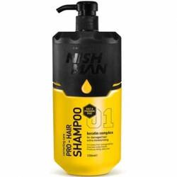 Nishman Hair Keratin Shampoo, Szampon z Keratyną do Włosów Zniszczonych, 1250ml