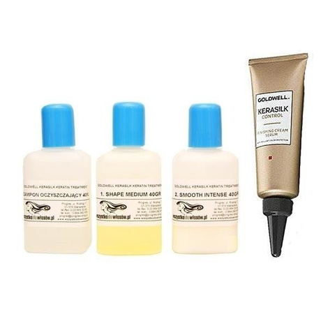 Kerasilk Keratin Treatment - Zestaw do prostowania keratynowego - Trudne do ułożenia/Mocno kręcone (1.Shape Intense, 2.Smooth Medium) 3x40ml