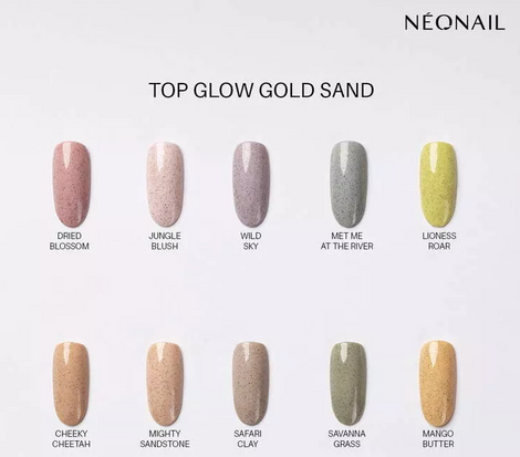 NeoNail Top Glow Gold Sand Hybrydowy 7.2ml - 9067