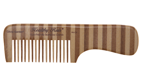 Olivia Garden Eco-Friendly Bamboo Comb Bambusowy Grzebień z Rączką O Rzadkim Rozstawie Zębów do Rozczesywania Włosów Długich i Kręconych HH-C3