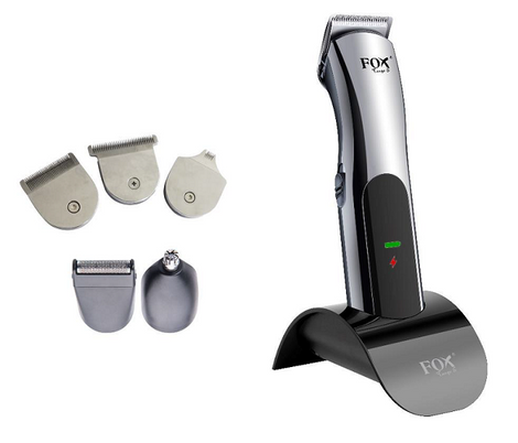 Fox Tango S Bezprzewodowy Trymer do Włosów i Brody z Lcd 5 Nakładek do Wzorków