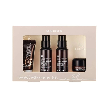 Mizon Snail Miniature Set, Zestaw Zawiera 1 Piankę, 1 Tonik, 1 Esencję i 1 Krem Nawilżający ze Śluzem Ślimaka