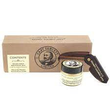Captain Fawcett's Moustache Wax Sandalwood & Folding Pocket Moustache Comb, Zestaw, Wosk do Wąsów 15ml i Składany Grzebień