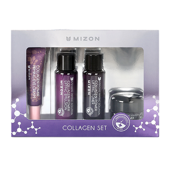 Mizon Collagen Miniature Set, Zestaw do Twarzy z Kolagenem, Tonik, Krem pod Oczy, Emulsja, Krem Liftingujący