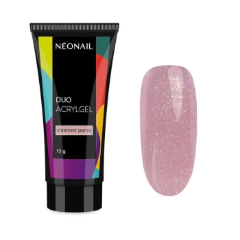 Neonai Akrylożel DUO ACRYLGEL Shimmer Pansy –  subtelny róż z błyszczącymi drobinkami 15g