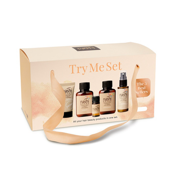 Nashi Argan Try Me Set, Zestaw Szampon (50ml), Odżywka (50ml), Olejek (10ml), Instant (40ml) i Głęboki Napar (20ml)