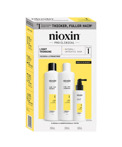 Nioxin Pro Clinical 1 Zestaw XL Oczyszczający do Włosów Naturalnych z Lekkim Przerzedzeniem 300+300+100ml