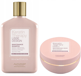 Alfaparf Lisse Design Keratin Therapy Maintence Shampoo, Mask, Zestaw Szampon, Maska po Keratynowym Prostowaniu 250ml, 200ml