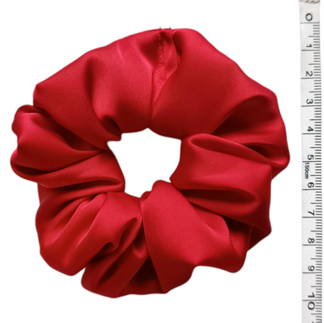Glamour Scrunchie Satyna Jedwabna Ręcznie Wykonana Gumka do Włosów, Czerwona M