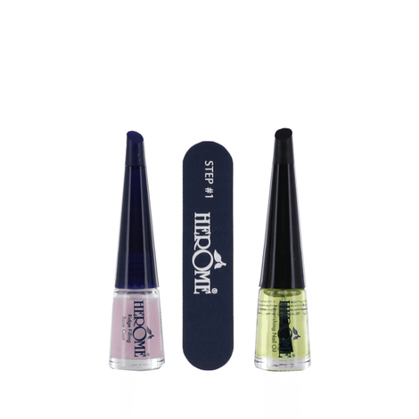 Herome Nail Essentials Set Zestaw Prezentowy, Naprawiający Suche i Zniszczone Paznokcie, Olejek 4ml, Polerka, Podkład 4ml