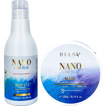 Diana Beauty Nano Care Blue Mask & Shampoo Odżywcza Maska i Szampon po Nanoplastii, Keratynie, 300ml + 300g
