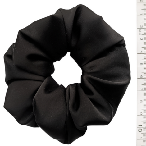 Glamour Scrunchie Satyna Jedwabna Ręcznie Wykonana Gumka do Włosów, Czarna L