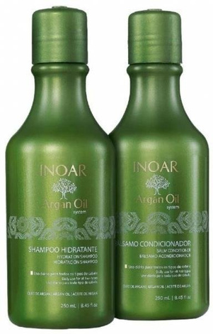 INOAR Argan Oil Shampoo Conditioner Zestaw Prezentowy Odżywczy Szampon Odżywka po Keratynowym Prostowaniu Włosów 2x250ml
