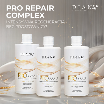 Diana Beauty Pro Repair Complex 01, 02, Shampoo, Zestaw do Intensywnej Regeneracji Wiązań Włosów 3x 500ml