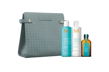 Moroccanoil Repair, Regenerujący Zestaw Prezentowy do Włosów Zniszczonych, Szampon 250ml + Odżywka 250ml + Kuracja 50ml