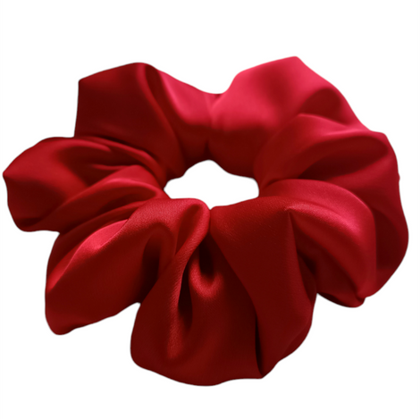 Glamour Scrunchie Satyna Jedwabna Ręcznie Wykonana Gumka do Włosów, Czerwona M