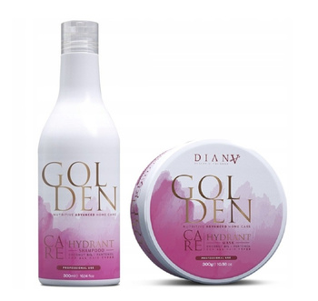 Diana Beauty Golden Protein Care Mask & Shampoo Odżywcza Maska i Szampon po Nanoplastii, Keratynie, 300ml + 300g