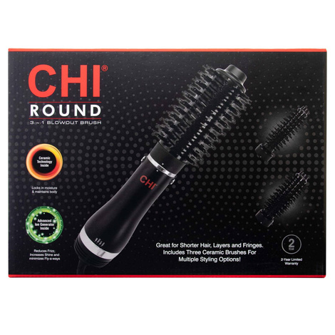 Farouk CHI Volumizer 3-w-1 Blowout Brush Szczotko-suszarka z 3 Wymiennymi Końcówkami, Jonizacja,