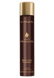 Lanza Keratin Healing Oil Brush Thru Hair Spray, Elastyczny Lakier z Olejem Arganowym, Ochrona Termiczna, 350ml