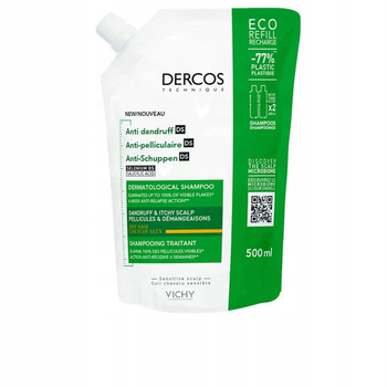 Vichy Dercos Anti Dandruff Shampoo, Szampon Przeciwłupieżowy Do Włosów Suchych Refill, 500ml