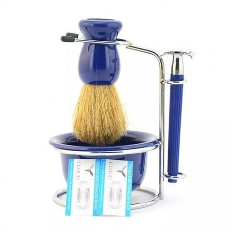 The Double Edged Razor Pack Blue Zestaw do Golenia Brody Maszynka Pędzel i Miseczka