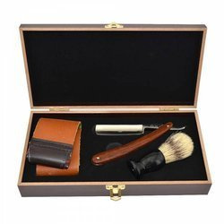 Straight Razor Pack Klasyczny Zestaw do Golenia Brody Brzytwa Drewniana Pędzel Pas do Ostrzenia Pudełko
