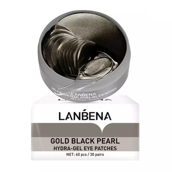 Lanbena Black Pearl Eye Patches, Hydrożelowe Płatki Pod Oczy Przeciwzmarszczkowe z Czarnych Pereł i Złotem, 60szt.
