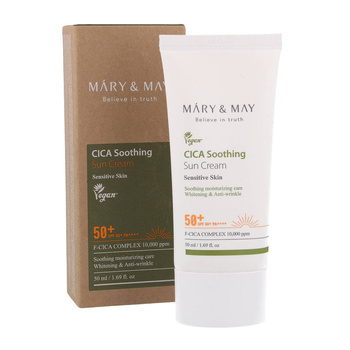 Mary & May Cica Soothing Sun Cream SPF50+ PA++++, Kojący Krem z Filtrem 50ml
