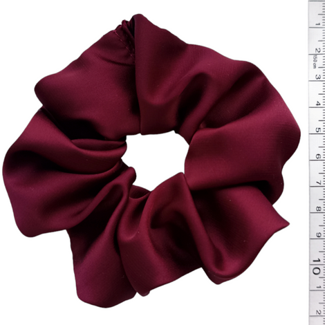 Glamour Scrunchie Satyna Jedwabna Ręcznie Wykonana Gumka do Włosów, Bordowa M