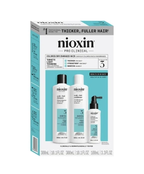 Nioxin Pro Clinical 3 Zestaw XL Oczyszczający do Włosów Farbowanych, Lekko Przerzedzonych 300+300+100ml