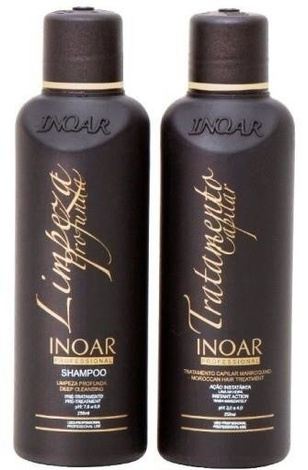 INOAR Moroccan Keratin Treatment Zestaw do Brazylijskiego Keratynowego Prostowania Włosów, Szampon + Keratyna 2x 250ml