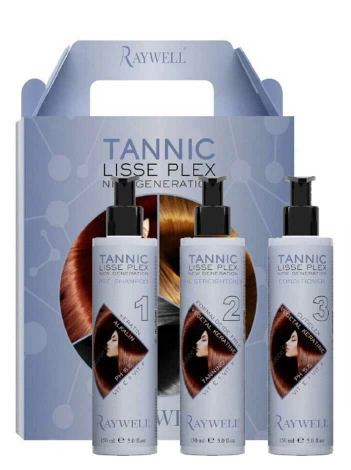 Raywell Tannic Lisse Plex, Taninoplastyka, Zabieg Wygładzający i Prostujący Włosy 3x 150ml